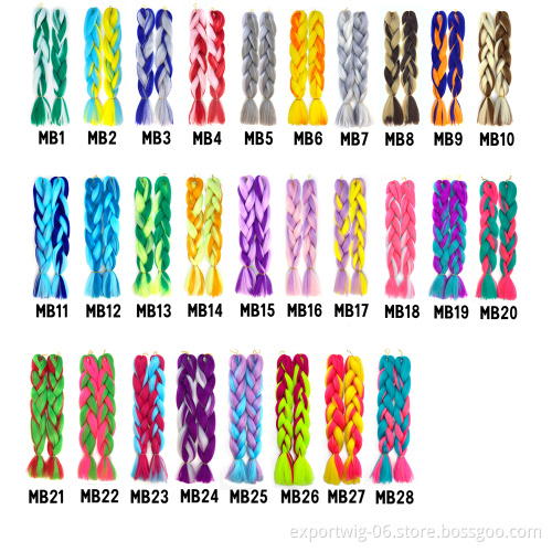 Hot Sale Mixed Color Jumbo Braiding Hair Long synthetic 24 Inch Braid Synthetic Pre-stretched Hair Exstension Braiding Hair